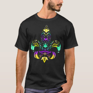 Lila Grönt och Golden Patterned Fleur de Lis T Shirt