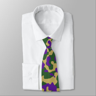 Lila, Grönt och Gult Camouflage Mönster Slips