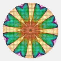 Lila Grönt Orange Flower Mandala