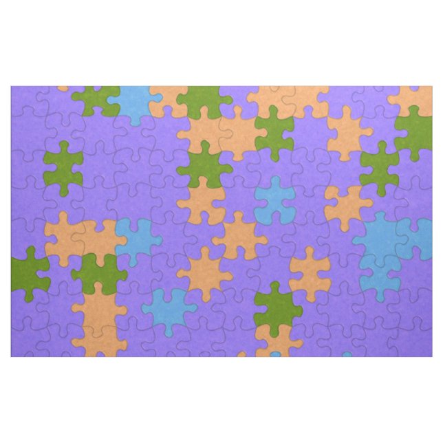 Lila, Grönt, Orange och blåpuzzel, mönstrad Tyg (Yard)