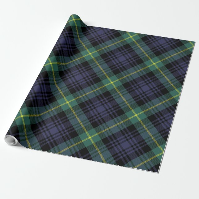 Lila Grönt P Elegant Tartan Presentpapper (Utrullad)