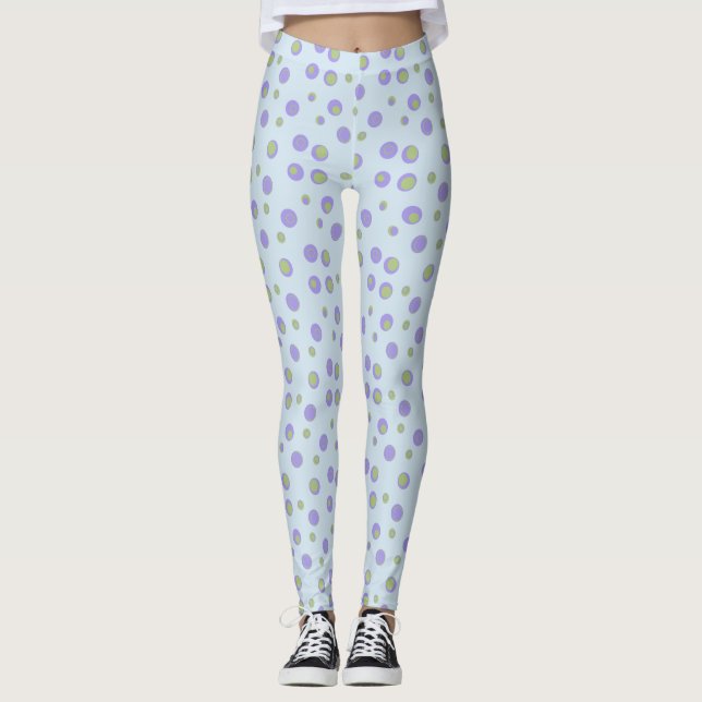 Lila Grönt Polka Dot Apparel Leggings (Framsida)