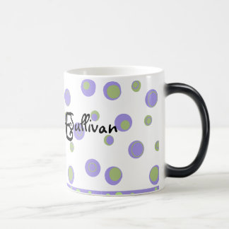 Lila Grönt Polka dots Monogrammad Magisk Mugg