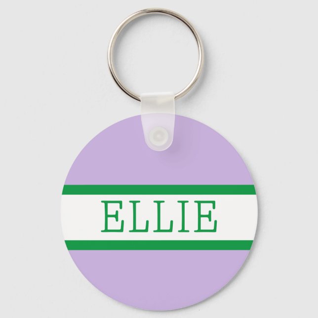 Lila Grönt Preppy Personlig Backpack Märkre Nyckelring (Framsida)