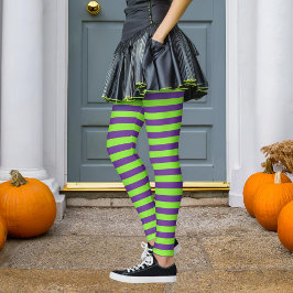 Lila & Grönt Rand Wicked Witch Halloween Leggings