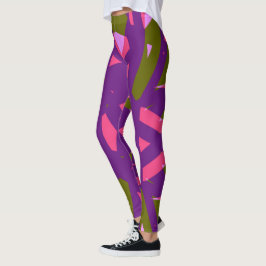 Lila Grönt Rosa Art Deco Valentine Yoga Gym Leggings
