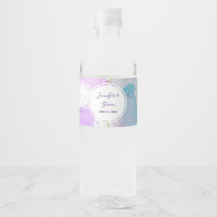 Lila, Grönt, Rosa Flowing Färg Bröllop Vattenflaskor Etikett