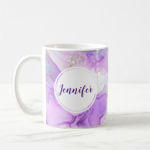 Lila, Grönt, Rosa Flytande Färg Elegant Kaffemugg
