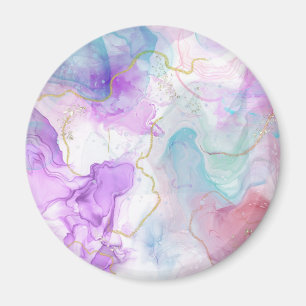 Lila, Grönt, Rosa Flytande Färg Elegant Magnet