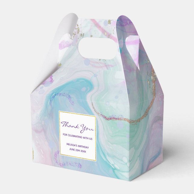 Lila, Grönt, Rosa Flytande Färg Elegant Presentaskar (Framsidan Sidan)