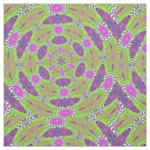 Lila Grönt Rosa Zebra Animal Circle Mönster Tyg