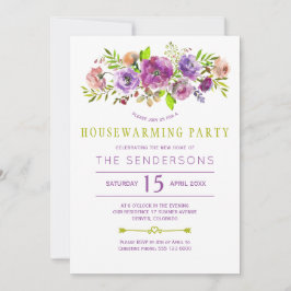 Lila grönt Rustio boho blommigt Home party Inbjudningar