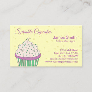 Lila Grönt Sprinkle Cuppie Bakery-Affärskort Visitkort