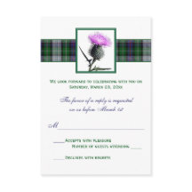Lila Grönt Tartan Thistle Bröllop OSA Card