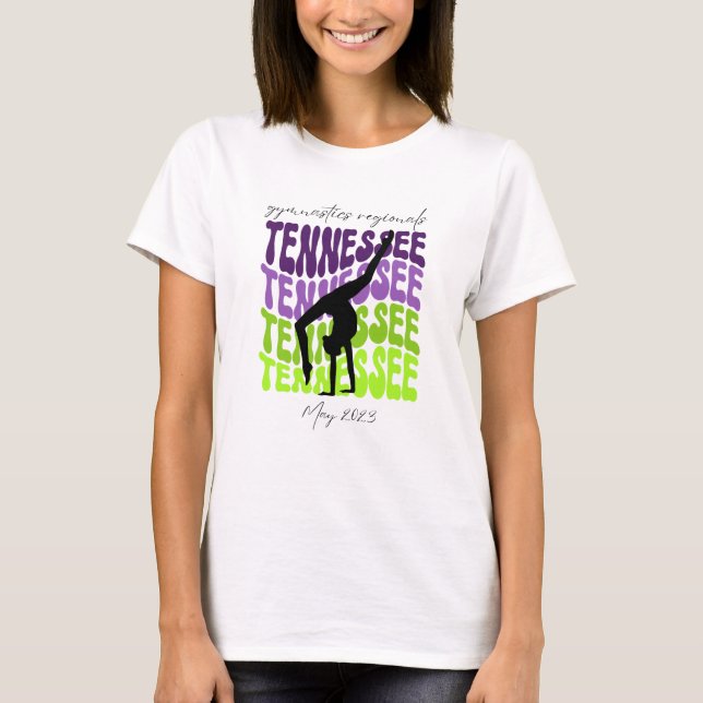 Lila Grönt Tennessee Gymnastics Regionals tshirt T Shirt (Framsida)
