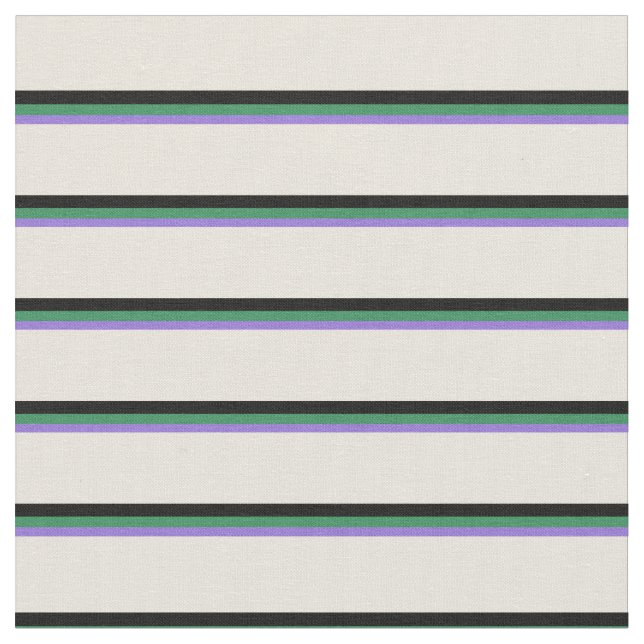 Lila, Grönt till havs, Svarta och Beige stripe Mön Tyg (Närbild)