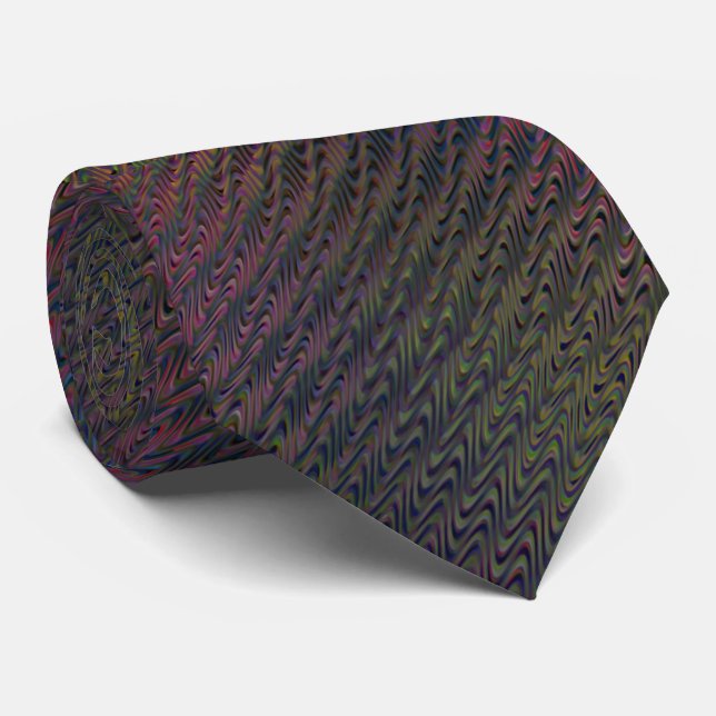 Lila Grönt Vågigt Neck Tie Slips (Rullad)