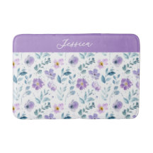 Lila Grönt Vattenfärg Vildblomma Monogram Namn