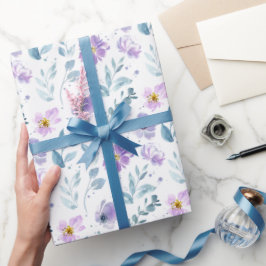 Lila Grönt Vattenfärg Vildblomma Presentpapper
