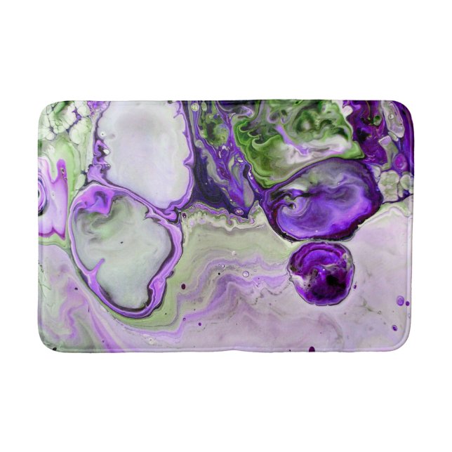 Lila Grönt Violet Marble Fluid Art Abstrakt Badrumsmatta (Framsidan)