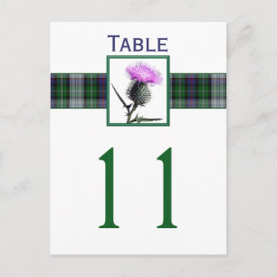 Lila, Grönt, Vit Tartan Thistle Bordsnummer
