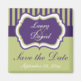 Lila, Grönt, Vita Damasken Spara datum magneter