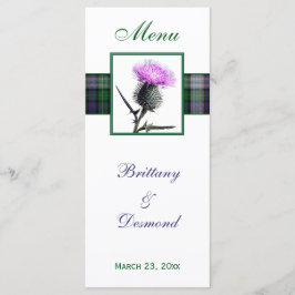 Lila, Grönt, Vitt, Tartan och Thistle-menykort Meny