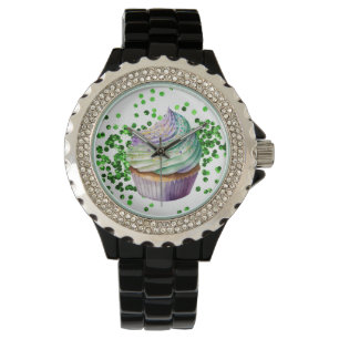 LILA GRÖNT WATERCOLOR MARDI GRAS CUPCAKE ARMBANDSUR