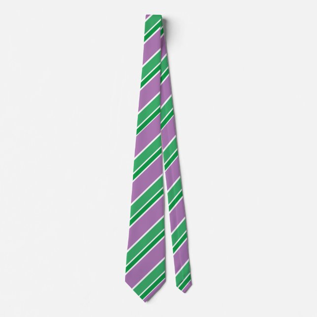 Lila Grönt White Diagonal Candy Rand Stripe Slips (Framsida)