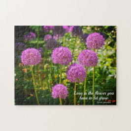 Lila Group of Allium Flowers Motivational Quote Pussel
