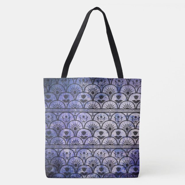 Lila Grunge Bohemian Stil, Patterned Tote Bag Tygkasse (Framsida)