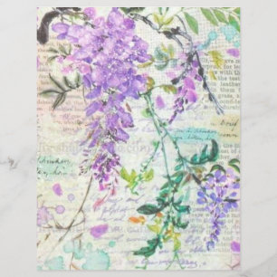 Lila Grunge Botanical Collage Scrapbook Papper