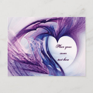Lila Grunge Heart Vykort
