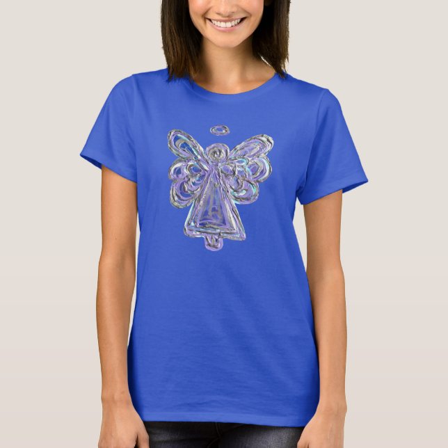 Lila Guardian Angel Anpassningsbar Art. julshirt T Shirt (Framsida)