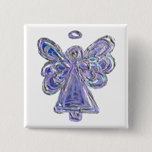 Lila Guardian Angel Anpassningsbar Helgdag Button  Knapp (Framsida)