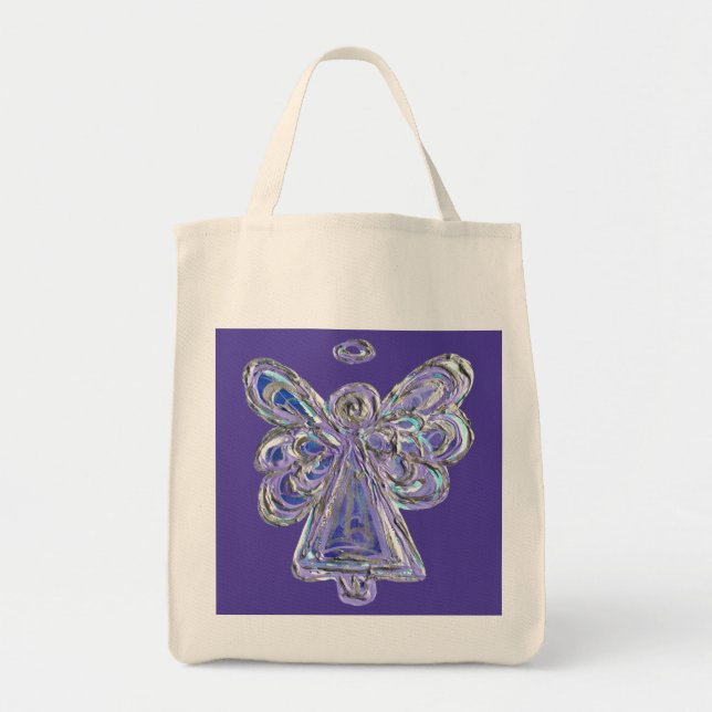 Lila Guardian Angel Art Anpassningsbar Tote bags Tygkasse (Framsidan)