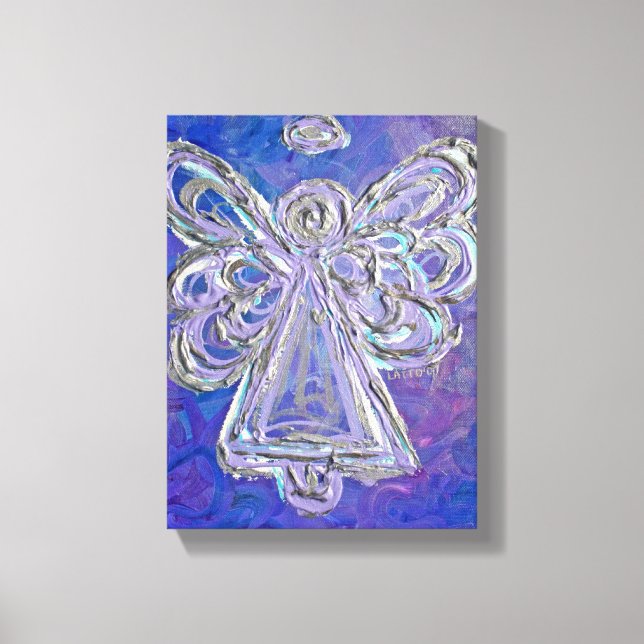 Lila Guardian Angel Art Wrapped Canvas Painting (Framsida)