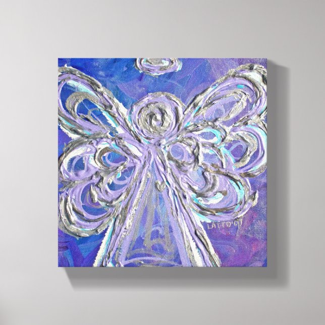 Lila Guardian Angel Art Wrapped Canvas Painting (Framsida)