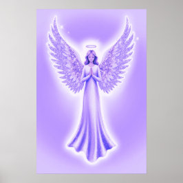 Lila Guardian Angel med Sparkly Vingar Poster