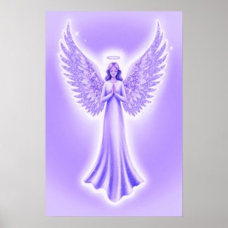Lila Guardian Angel med Sparkly Vingar Poster