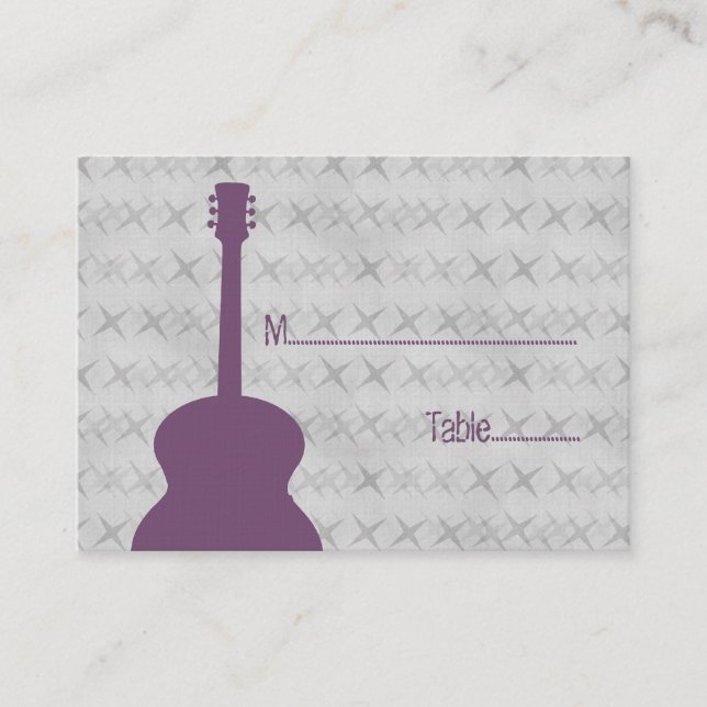 Lila Guitar Grunge Place Card Placeringskort (Framsida)