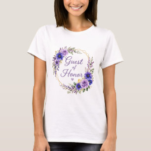 Lila Gul Blommig Hedersgäst Födelsedag T Shirt