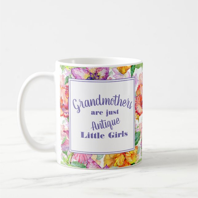Lila Gul Blommig Mormödrar Små Flickor Kaffemugg (Vänster)