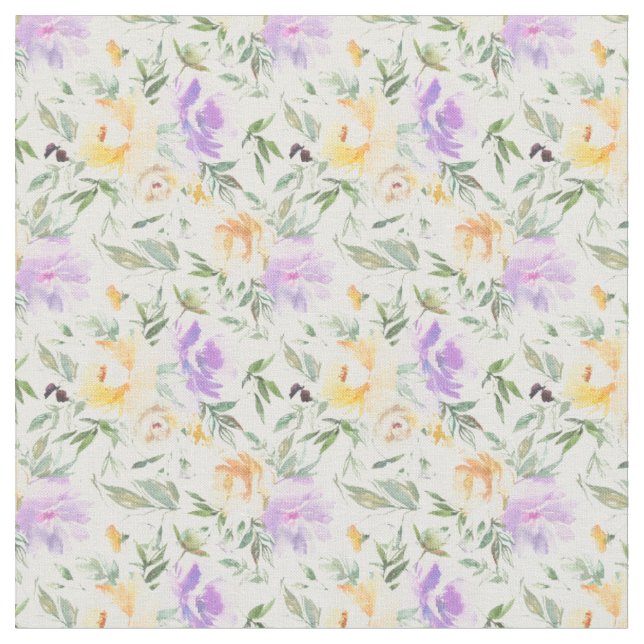 Lila gul blomster Mönster Blommor Tyg (Närbild)
