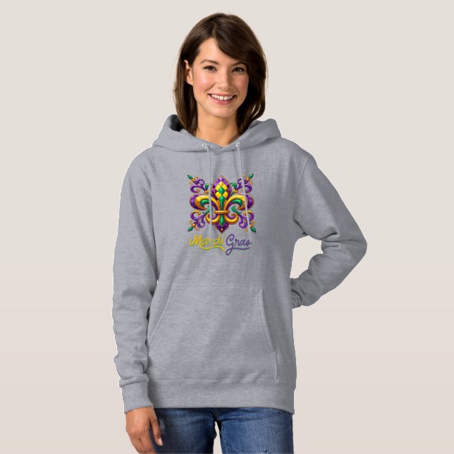 Lila gul grön Mardi Gras fleur de lis T Shirt (Hel framsida)