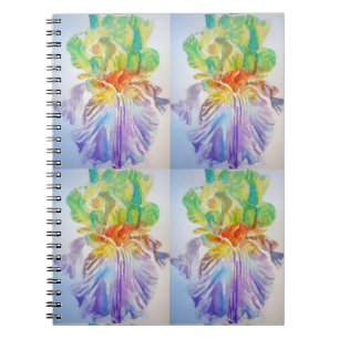 Lila Gul Iris Mönster Blommig Blommor Anteckningsb Anteckningsbok
