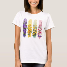 LILA GUL ROSA GRÖNA VILDblommor T Shirt