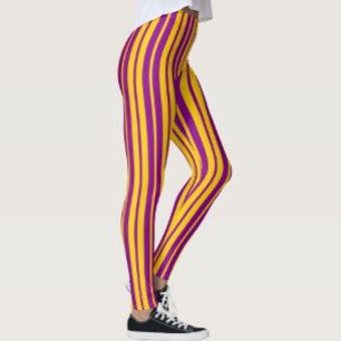 Lila Gul Stilfull Randig Mönsterdesign Leggings