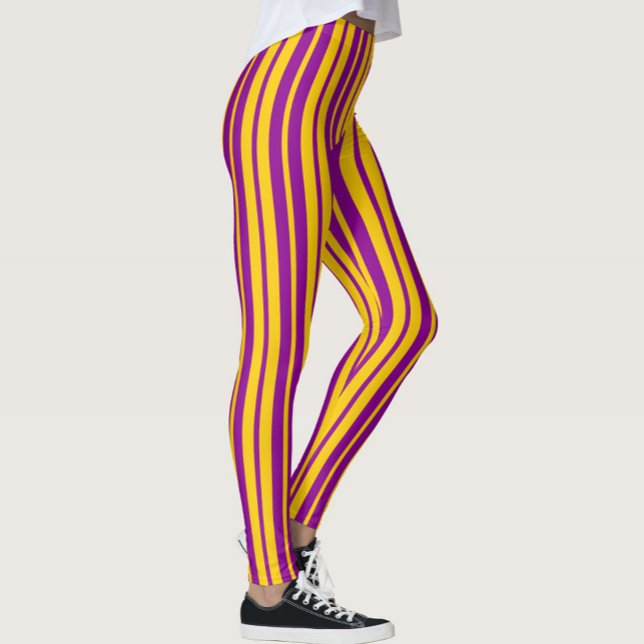 Lila Gul Stilfull Randig Mönsterdesign  Leggings (Skapare uppladdad)