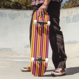Lila Gul Stilren Randig Mönsterdesign Mini Skateboard Bräda 18,5 Cm